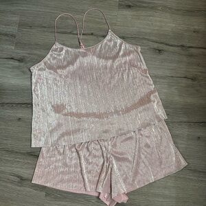 Victoria’s Secret shimmer pleated camisole and short set size XL